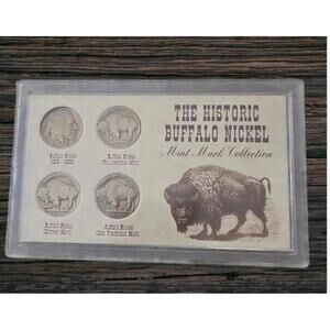 Collectors vintage historic buffalo nickel mint mark display nickles collection